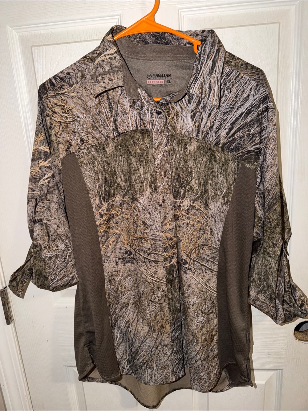 Magellan Outdoors Realtree-Style Camo Shirt Jacket in Brown and Gray